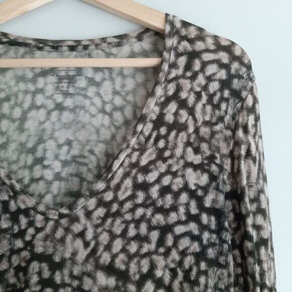 SAKS FIFTH AVENUE | X MAJESTIC FILATURES Extrafine Superwashed Tee Cheetah Sz S - Picture 5 of 11